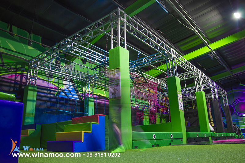 Obstacle course in the trampoline park